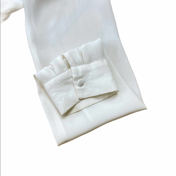 L'AGENCE | Cream 100% Silk Long Sleeve "Valentina" Ruffle Button Down Blouse Top - Picture 10 of 13